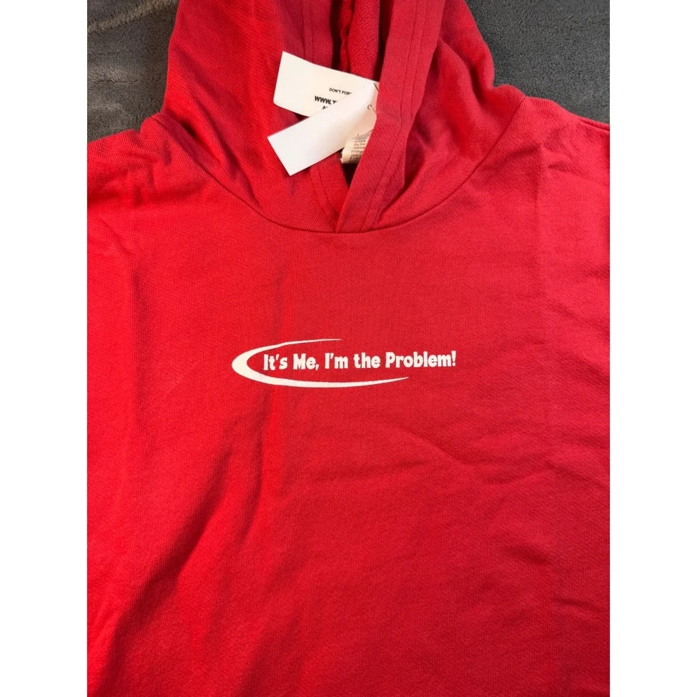 Red Graphic Hoodie It's Me Im the Problem Pullover Sweatshirt Size L